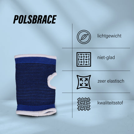 Polsbandage voor Sporten en Fitness | Blauwe Polssteun van Polyester en Rubber - 12.5cm x 8cm | Maat S