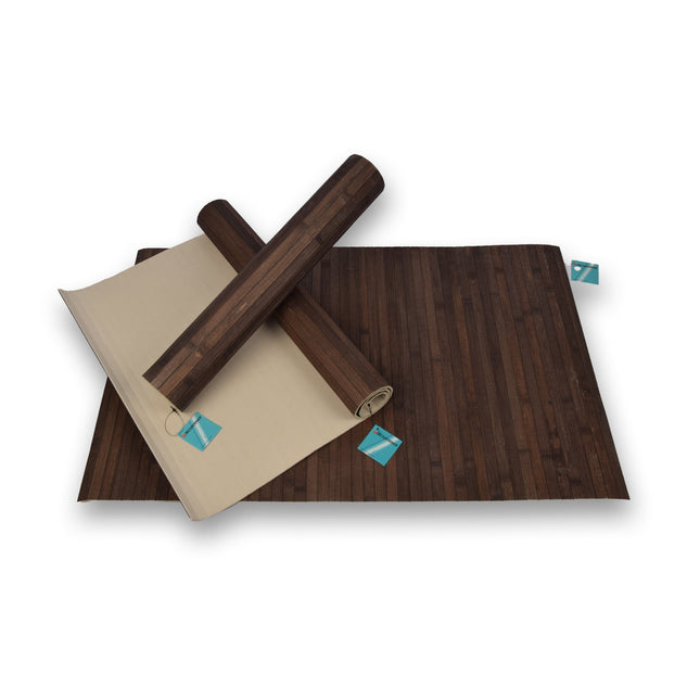 3x Stijlvolle Donker Bruine Vloermat - | 80cm x 50cm x 0.5cm | Bamboo Materiaal