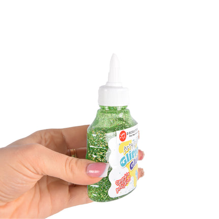 Groene Glitterlijm 90 ml | 6.5cm x 3.5cm x 12cm | Lijm voor Creatief Ontwerp | Kindvriendelijke Hobbylijm met Fijne Doseerpunt | Jongens en Meisjes vanaf 4 Jaar | Ideaal voor Modelbouw