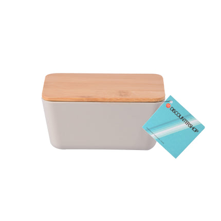 Handige Opbergdoos met Deksel - Opbergbox - Cracker Bewaardoos - Beige - 13 cm x 8 cm x 7 cm - Hout, Plastic, Rubber - 135 g - 1 stuk