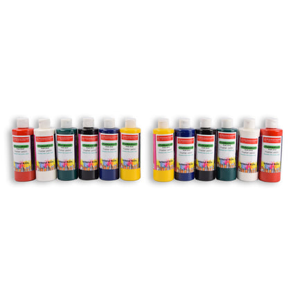 12 stuks x 250ml | Plakkaatverf | Knutselverf | voor kinderen | 98% natuurlijke ingrediënten | 16cm*5cm