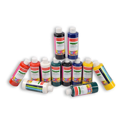 12 stuks x 250ml | Plakkaatverf | Knutselverf | voor kinderen | 98% natuurlijke ingrediënten | 16cm*5cm
