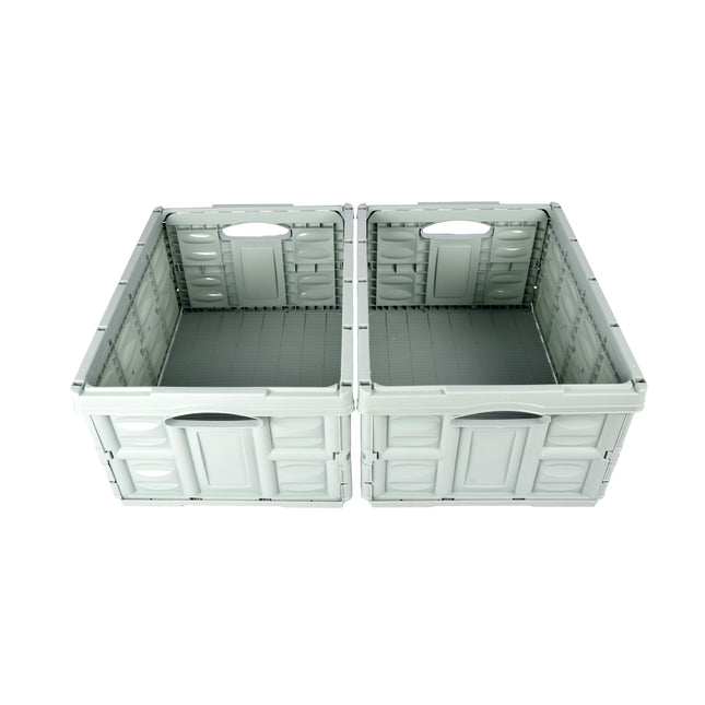 Vouwkrat Mint Groen 45L | Set Van 2 | Opvouwbare Opbergkrat zonder Deksel | Stevige Plastic Krat met Handvatten | Draagkracht tot 35kg | 53cm x 40cm x 26cm | Voor Boodschappen Gereedschap en Speelgoed 