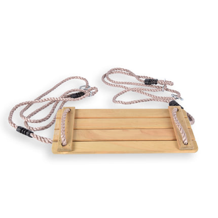 Stevige Houten Schommel voor de Tuin - Schommelzitje - Natuurlijk Bruin - 16cm x 40cm x 2.5cm - Max 40kg - Duurzaam Hout 