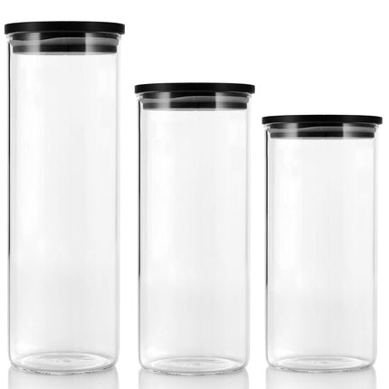 Voorraadpotten Set 3-Delig | Glazen Voorraadbussen 575ML, 800ML, 1050ML | Luchtdichte Deksel | BPA-vrij