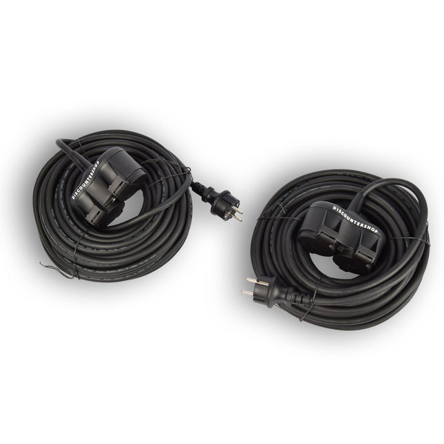Robuust Rubber Verlengsnoer met 2 stopcontacten – IP44/H05RR-F3G/1,5mm2 Neopreen 20m - Kabellengte - waterbestendig - 230V