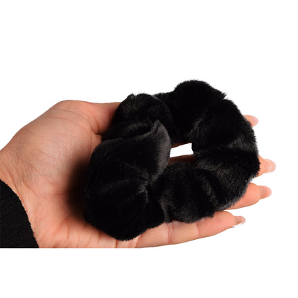 Trendy Haar Scrunchies van Zachte Polyester | Zwart | 4x12 cm - Comfortabele Scrunchies voor Trendy Kapsels