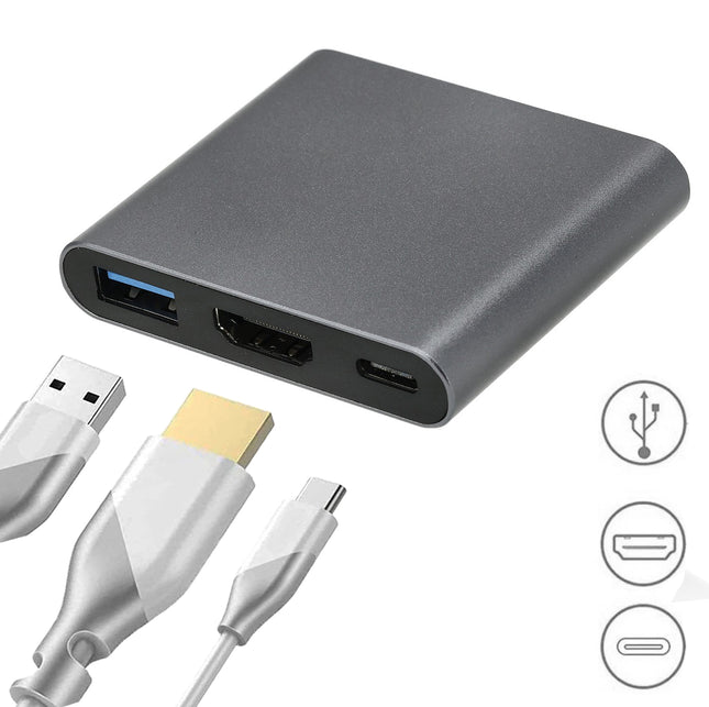 USB-C naar HDMI Adapter 4K – Type-C Multiport AV Converter met USB 3.0 – Voor MacBook, Laptop, Android en Tablet