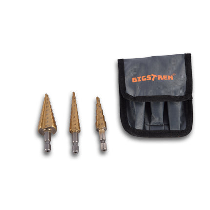 Boorset | Borenset | voor Metaal | Booraccessoires | HSS-TiN  | 3 Bits met Meerdere Stappen | voor Klussen en Huishouden | 8cm*2cm*10cm 
