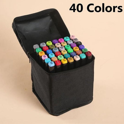 Dubbelzijdige markering 40 st twinmarkers L-set - Stift met 40 st Twin Tip Markeerstift Dual Tip Permanente Sketch Marker 40 Kleuren voor Kunstenaars Volwassenen Kinderen Tekenen Schilderen Ambachten Hoeveelheid 40 stuks