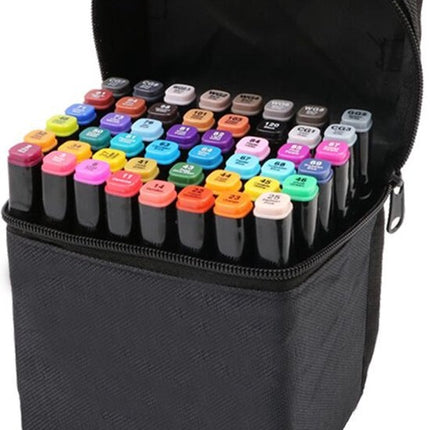 Dubbelzijdige markering 40 st twinmarkers L-set - Stift met 40 st Twin Tip Markeerstift Dual Tip Permanente Sketch Marker 40 Kleuren voor Kunstenaars Volwassenen Kinderen Tekenen Schilderen Ambachten Hoeveelheid 40 stuks
