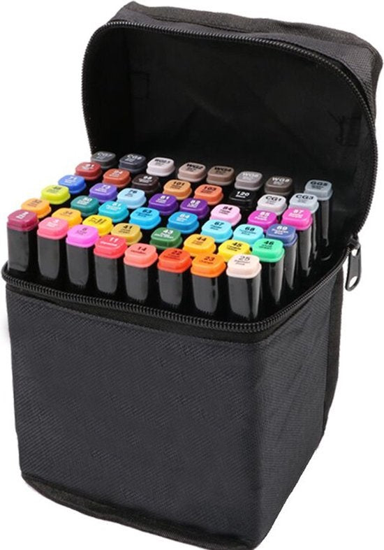 Dubbelzijdige markering 40 st twinmarkers L-set - Stift met 40 st Twin Tip Markeerstift Dual Tip Permanente Sketch Marker 40 Kleuren voor Kunstenaars Volwassenen Kinderen Tekenen Schilderen Ambachten Hoeveelheid 40 stuks