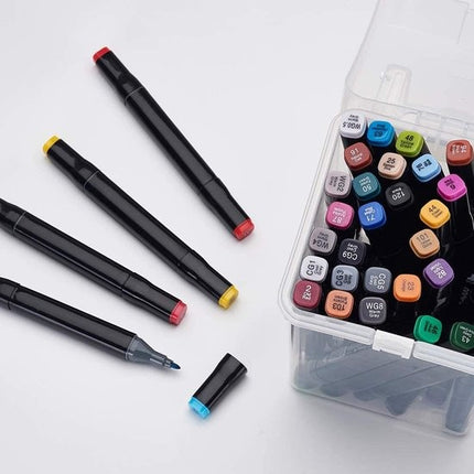 Dubbelzijdige markering 40 st twinmarkers L-set - Stift met 40 st Twin Tip Markeerstift Dual Tip Permanente Sketch Marker 40 Kleuren voor Kunstenaars Volwassenen Kinderen Tekenen Schilderen Ambachten Hoeveelheid 40 stuks