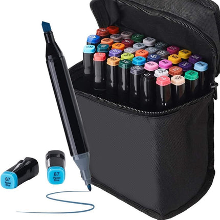 Dubbelzijdige markering 40 st twinmarkers L-set - Stift met 40 st Twin Tip Markeerstift Dual Tip Permanente Sketch Marker 40 Kleuren voor Kunstenaars Volwassenen Kinderen Tekenen Schilderen Ambachten Hoeveelheid 40 stuks