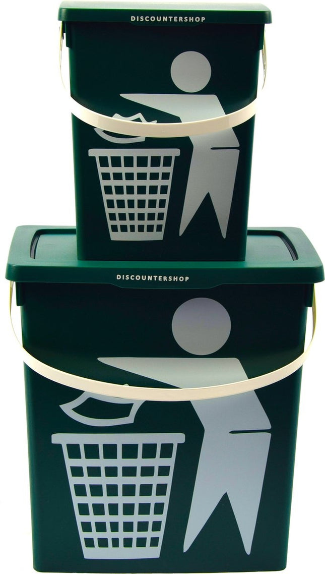 Handig klein afvalbak Afvalemmer containertje| 100% BIO recyclable | 30.8x25x14 cm| organisch afval 11/4.5 liter Groen | 2 Stuks