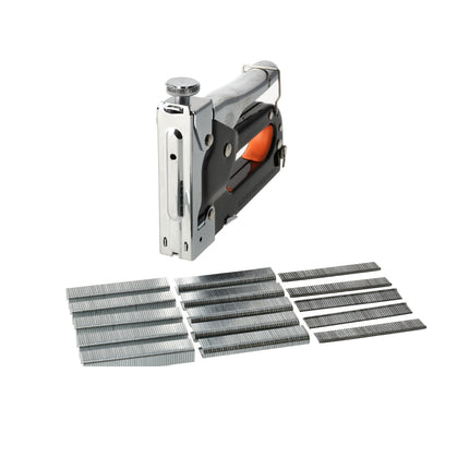Handtacker Set | Metaal Nietpistool Met 1000 Nietjes | 3 Soorten Nietjes - 10, 11 & 12 mm | Instelbare Schietkracht