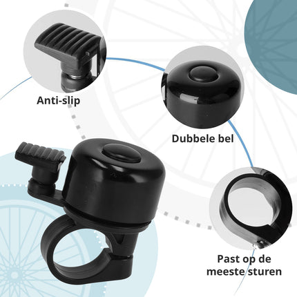 Zwarte Fietsbel 35mm - Fietsbel voor Racefiets, Stadfiets, MTB & Meer - Goedkope Fietsaccessoire