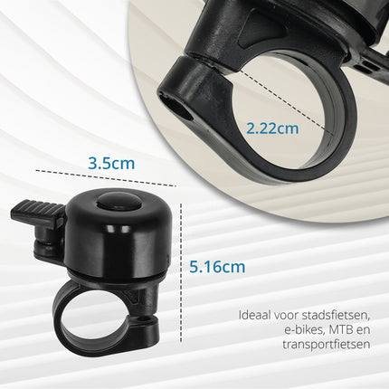 Zwarte Fietsbel 35mm - Fietsbel voor Racefiets, Stadfiets, MTB & Meer - Goedkope Fietsaccessoire