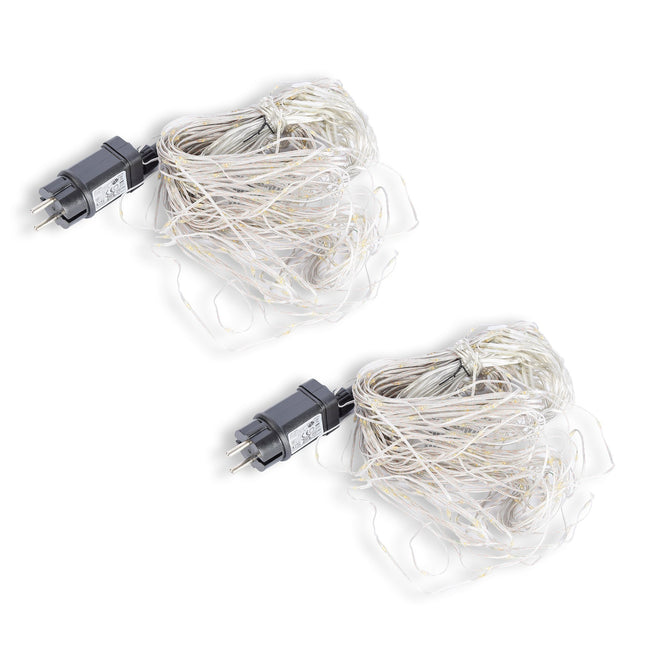 Set van 2 Magische Kerstverlichting: Extra Warm Wit, 400 LED, 8 Functies - Binnen en Buiten Geschikt - Gordijnlampen, 3.6W