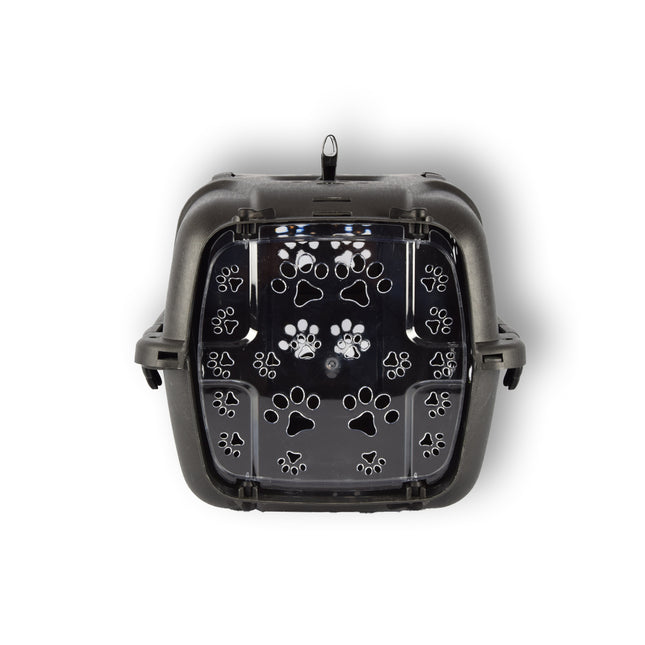 Hondenbox/Kattenbox  en Reismand in Zwart | Dieren Transporter met Comfortabele Handgreep en Afsluitbare Deuren | Ideaal voor Veilig en Comfortabel Transport | 48cm x 30cm x 32cm