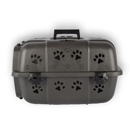 Hondenbox/Kattenbox  en Reismand in Zwart | Dieren Transporter met Comfortabele Handgreep en Afsluitbare Deuren | Ideaal voor Veilig en Comfortabel Transport | 48cm x 30cm x 32cm
