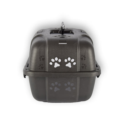 Hondenbox/Kattenbox  en Reismand in Zwart | Dieren Transporter met Comfortabele Handgreep en Afsluitbare Deuren | Ideaal voor Veilig en Comfortabel Transport | 48cm x 30cm x 32cm