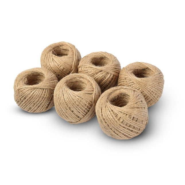 6x Duurzaam Jute Touw - Natuurlijk Jute Koord - Bruin - Lengte 60m - Gewicht 330g