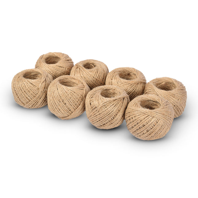 8x Duurzaam Jute Touw - Natuurlijk Jute Koord - Bruin - Lengte 60m - Gewicht 440g