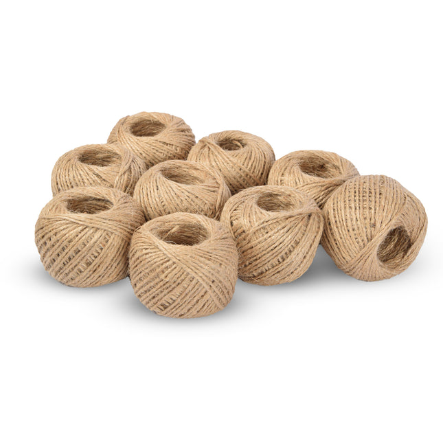 9x | Jute touw | 60 meter | Briun | Jute koord | 55 gram 