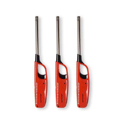 Krachtige elektrische aansteker - Gasaansteker - BBQ starter elektrisch | Navulbare aansteker | 3 stuks | Plastic | Rood | 268mm