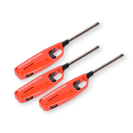 Krachtige elektrische aansteker - Gasaansteker - BBQ starter elektrisch | Navulbare aansteker | 3 stuks | Plastic | Rood | 268mm
