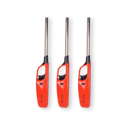 Krachtige elektrische aansteker - Gasaansteker - BBQ starter elektrisch | Navulbare aansteker | 3 stuks | Plastic | Rood | 268mm