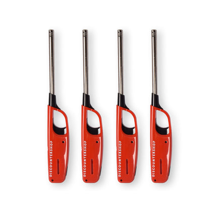 Krachtige elektrische aansteker - Gasaansteker - BBQ starter elektrisch | Navulbare aansteker | 4 stuks | Plastic | Rood | 268mm