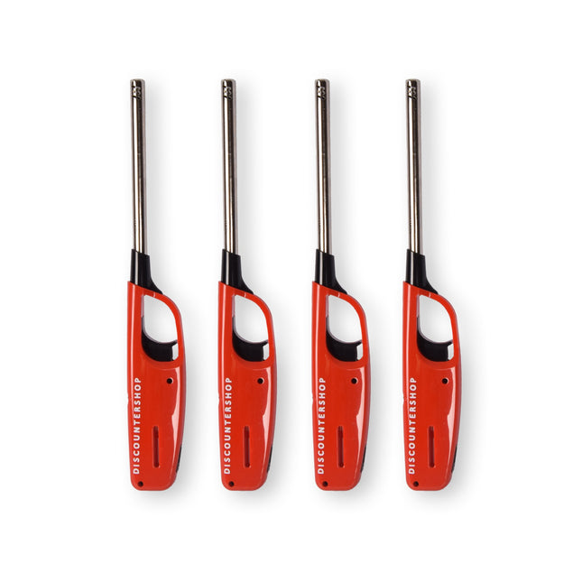 Krachtige elektrische aansteker - Gasaansteker - BBQ starter elektrisch | Navulbare aansteker | 4 stuks | Plastic | Rood | 268mm