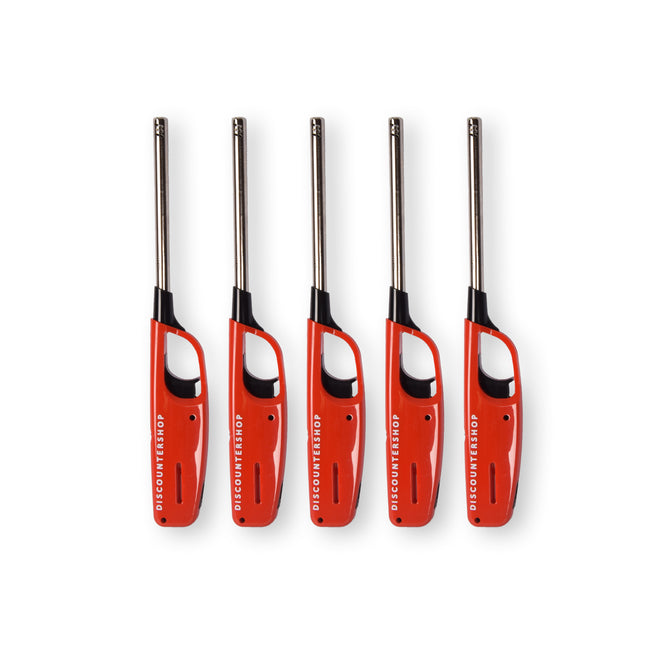 Krachtige elektrische aansteker - Gasaansteker - BBQ starter elektrisch | Navulbare aansteker | 5 stuks | Plastic | Rood | 268mm