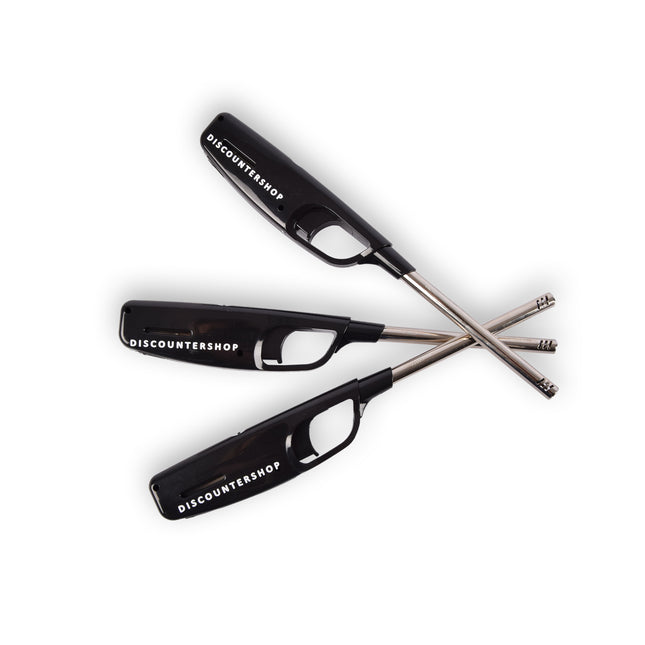 3x Compacte BBQ Starter – Zwart - Navulbare Aansteker voor Snel en Gemakkelijk BBQ Aansteken – 4cm x 2cm x 28cm