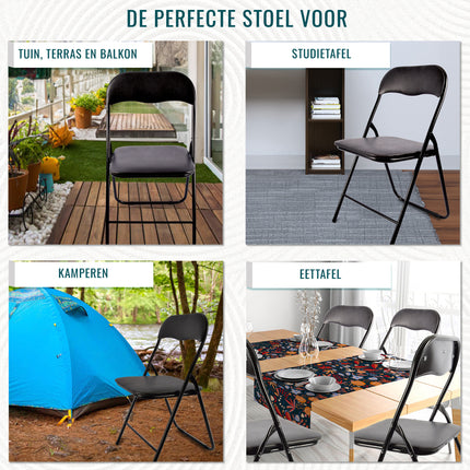 Zwarte Opvouwbare Stoel 37.5cm x 39cm x 78.5cm | Polyester en Metaal | Ideaal voor Eetkamer Keuken, Tuin en Camping | 1 stuks zwart Ruimtebesparend Ontwerp voor Dagelijks Gebruik en Gemakkelijke Opberging