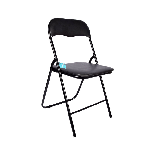 Zwarte Opvouwbare Stoel 37.5cm x 39cm x 78.5cm | Polyester en Metaal | Ideaal voor Eetkamer Keuken, Tuin en Camping | 1 stuks zwart Ruimtebesparend Ontwerp voor Dagelijks Gebruik en Gemakkelijke Opberging