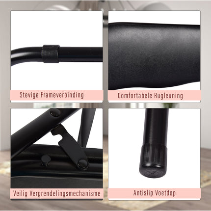 Zwarte Opvouwbare Stoel 37.5cm x 39cm x 78.5cm | Polyester en Metaal | Ideaal voor Eetkamer Keuken, Tuin en Camping | 1 stuks zwart Ruimtebesparend Ontwerp voor Dagelijks Gebruik en Gemakkelijke Opberging