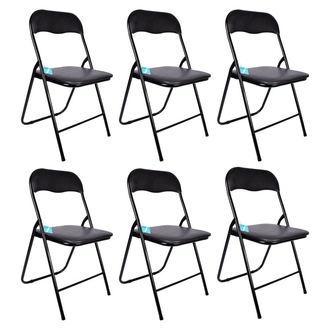 Zwarte Eetkamerstoelen 6 Stuks | Polyester en Metaal | Inklapbaar Stoelen | 37.5cm x 39cm x 78.5cm | Lichtgewicht Campingstoelen | Duurzame Keukenstoelen | Opvouwbare Stoelen | Comfortabele Bureaustoelen