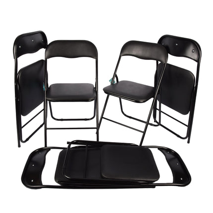 Zwarte Eetkamerstoelen 6 Stuks | Polyester en Metaal | Inklapbaar Stoelen | 37.5cm x 39cm x 78.5cm | Lichtgewicht Campingstoelen | Duurzame Keukenstoelen | Opvouwbare Stoelen | Comfortabele Bureaustoelen
