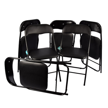 Zwarte Eetkamerstoelen 6 Stuks | Polyester en Metaal | Inklapbaar Stoelen | 37.5cm x 39cm x 78.5cm | Lichtgewicht Campingstoelen | Duurzame Keukenstoelen | Opvouwbare Stoelen | Comfortabele Bureaustoelen