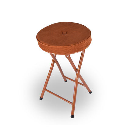 Bruin Klapstoel Met Zithoogte Van 45 cm Vouwstoel Velvet Zitvlak - Stoel - Tafelstoel- Ribcord - Tafelstoel - Klapstoel - Velvet Klapstoel - Luxe Klapstoel - Met Kussentjes - Fluweel- Stoelen - Klapstoelen - Stoeltje - Premium Chair - Cognac