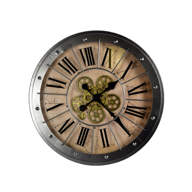 Moderne Zwart & Beige Wandklok 57cm | Ø57cm | Metalen Klok met Glazen Details | Batterij Aangedreven (AA 1.5V) | Perfect voor Woonkamer Slaapkamer Kantoor Keuken en School | Gemakkelijk te Decor Home