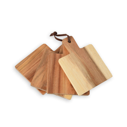 Houten Serveerplankjes Set van 4 - Tapas en Kaas - Licht Bruin - 14cm x 10cm x 1.5cm