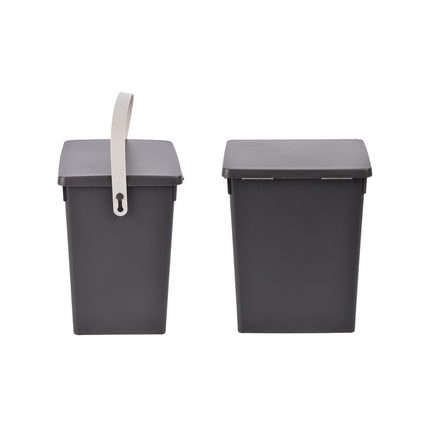 Vriendelijke Prullenbak | Afvalbak 5,5L | Vuilnisbak Met Deksel En Handgreep | Kunststof Vuilcontainer | 19cm x 18cm x 23.5cm | Anthracite Grey | Afvalemmer Voor Keuken, Kantoor, Badkamer 