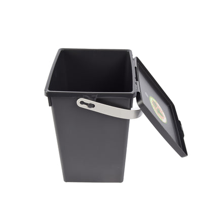 Vriendelijke Prullenbak | Afvalbak 5,5L | Vuilnisbak Met Deksel En Handgreep | Kunststof Vuilcontainer | 19cm x 18cm x 23.5cm | Anthracite Grey | Afvalemmer Voor Keuken, Kantoor, Badkamer 