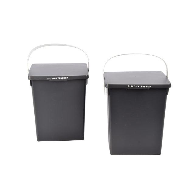Prullenbak Met Deksel en Handgreep | 5,5L | Anthracite Grey  - Kunststof Vuilnisbak Voor Keuken Kantoor en Badkamer