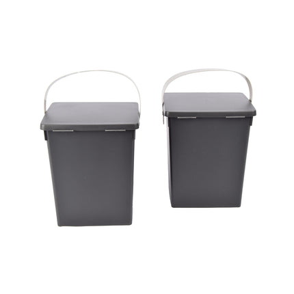 Prullenbak Met Deksel en Handgreep | 5,5L | Anthracite Grey  - Kunststof Vuilnisbak Voor Keuken Kantoor en Badkamer