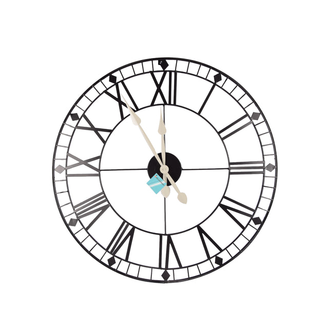 Wandklok grote zwarte metalen | Diameter 75 cm | Moderne Decoratieve Muur Klok | Ideaal voor Woonkamer Kantoor & Slaapkamer | Werkt op AA Batterij